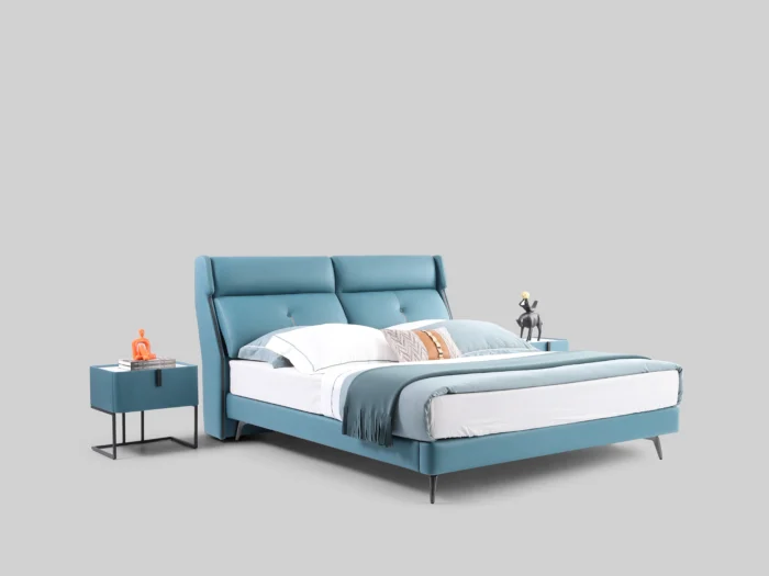 Simple wind double Alaskan King bed Blue Color1